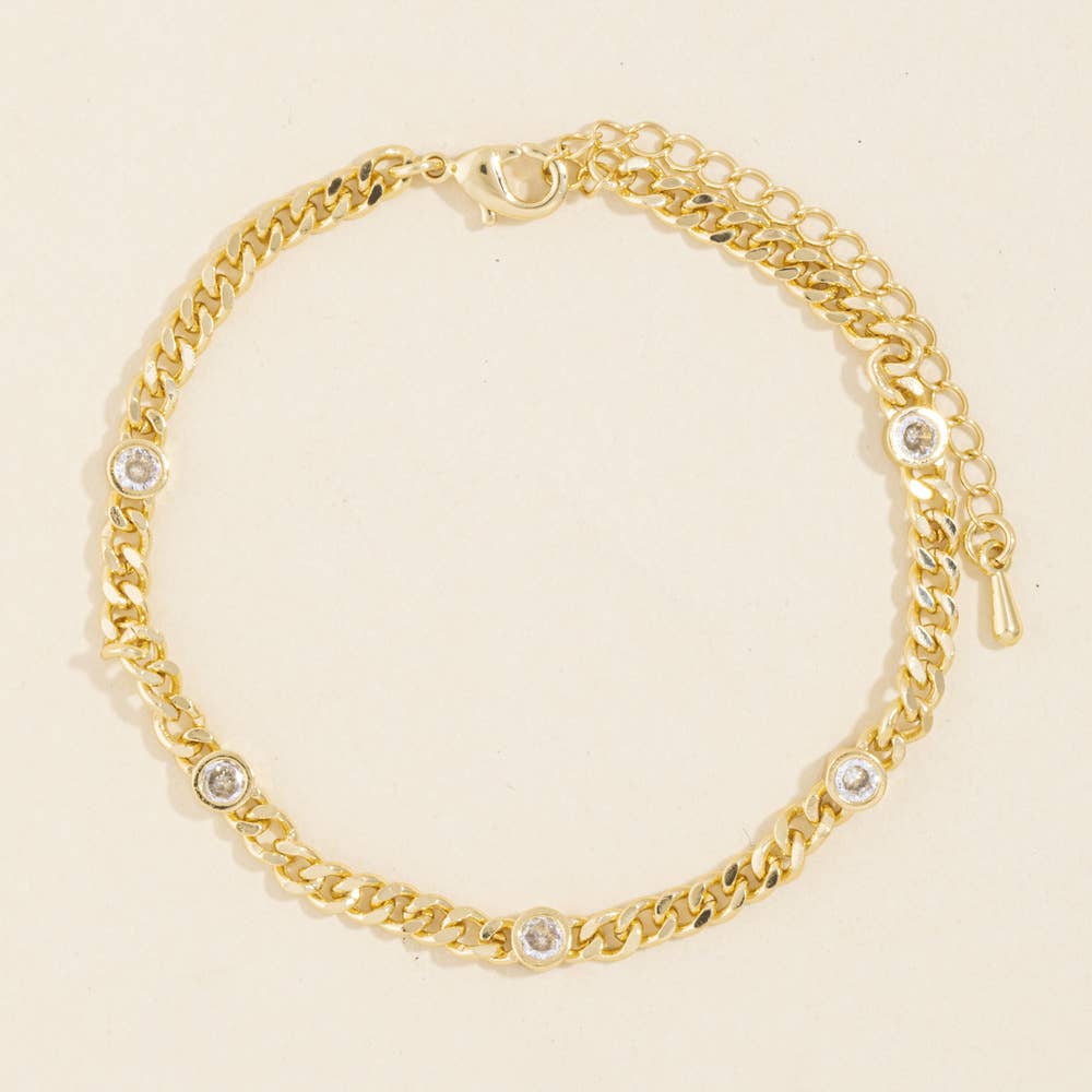 Bezel CZ Station Bracelet