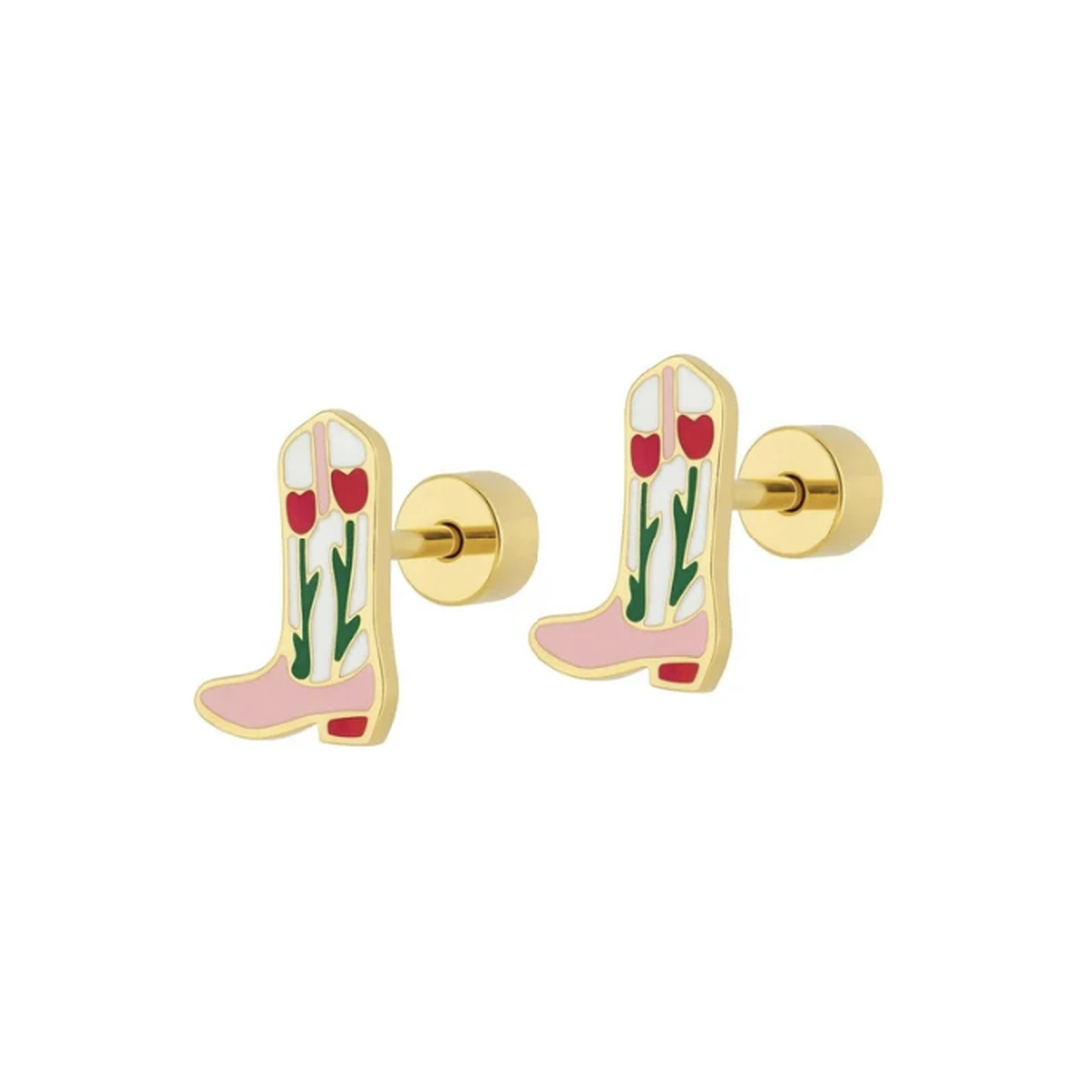 Tulip Cowgirl Boot Screw-Back Earrings