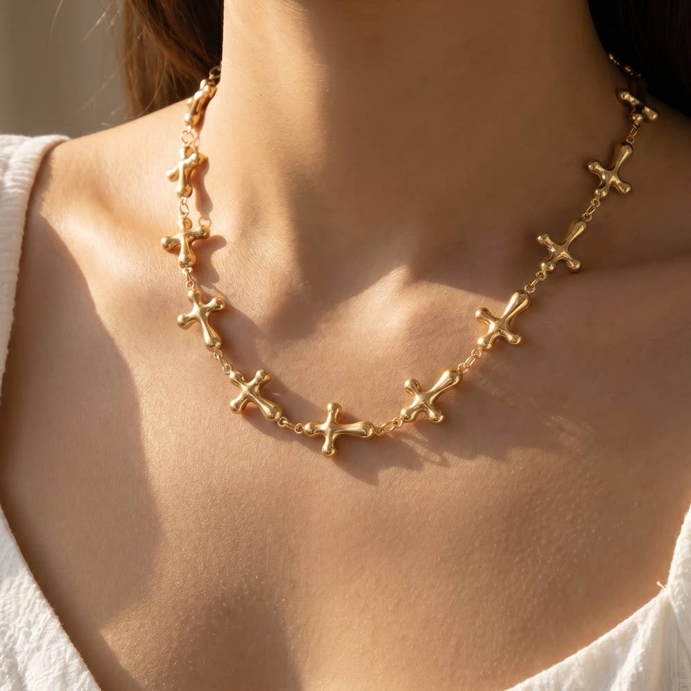 Molten Cross Link Statement Necklace