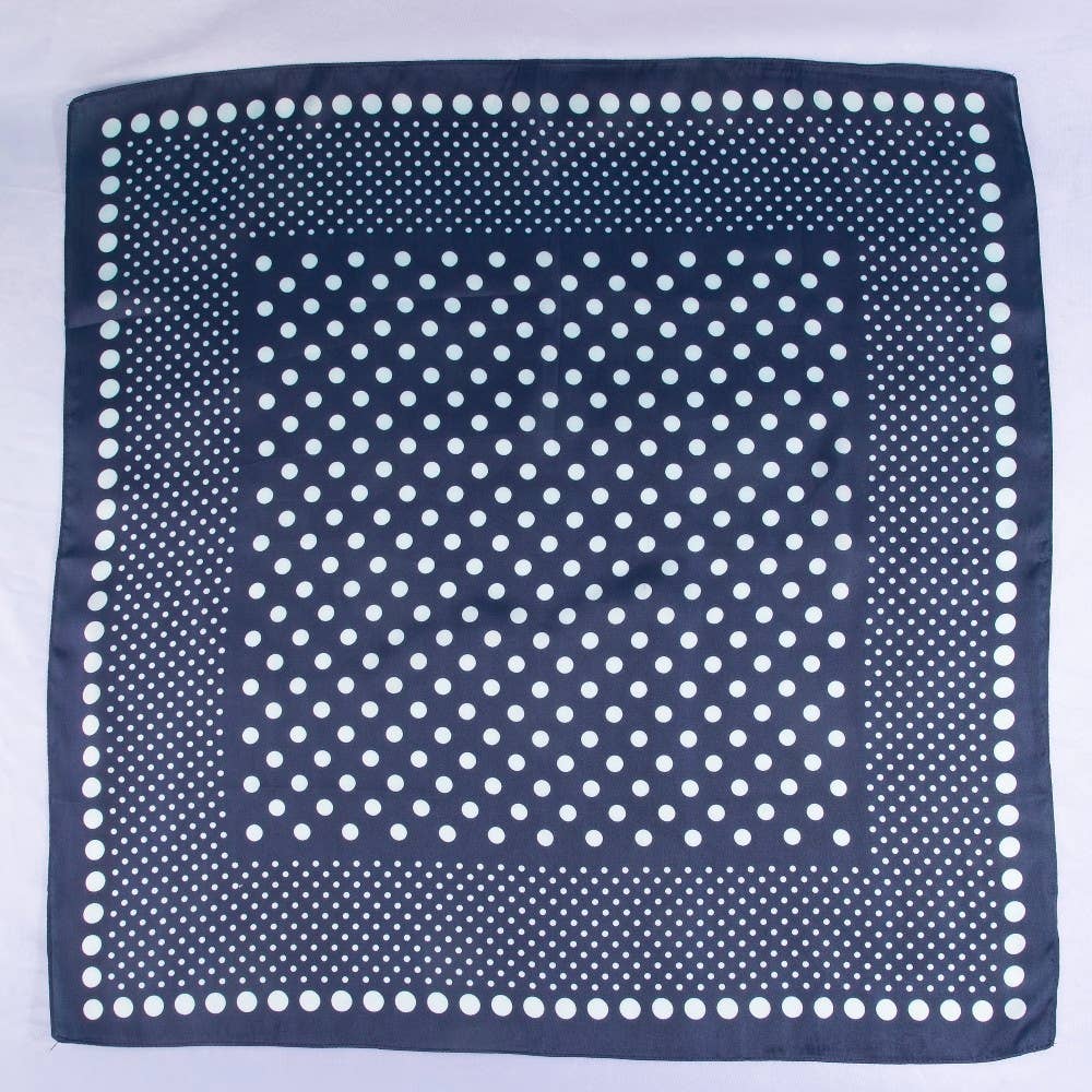 Navy Ombre Polka Dot Satin Scarf