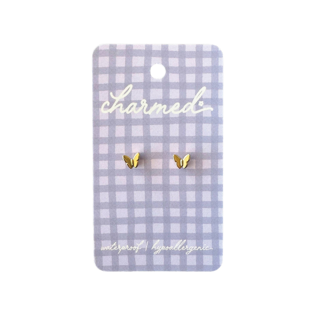 Gold Butterfly Screw-Back Earrings