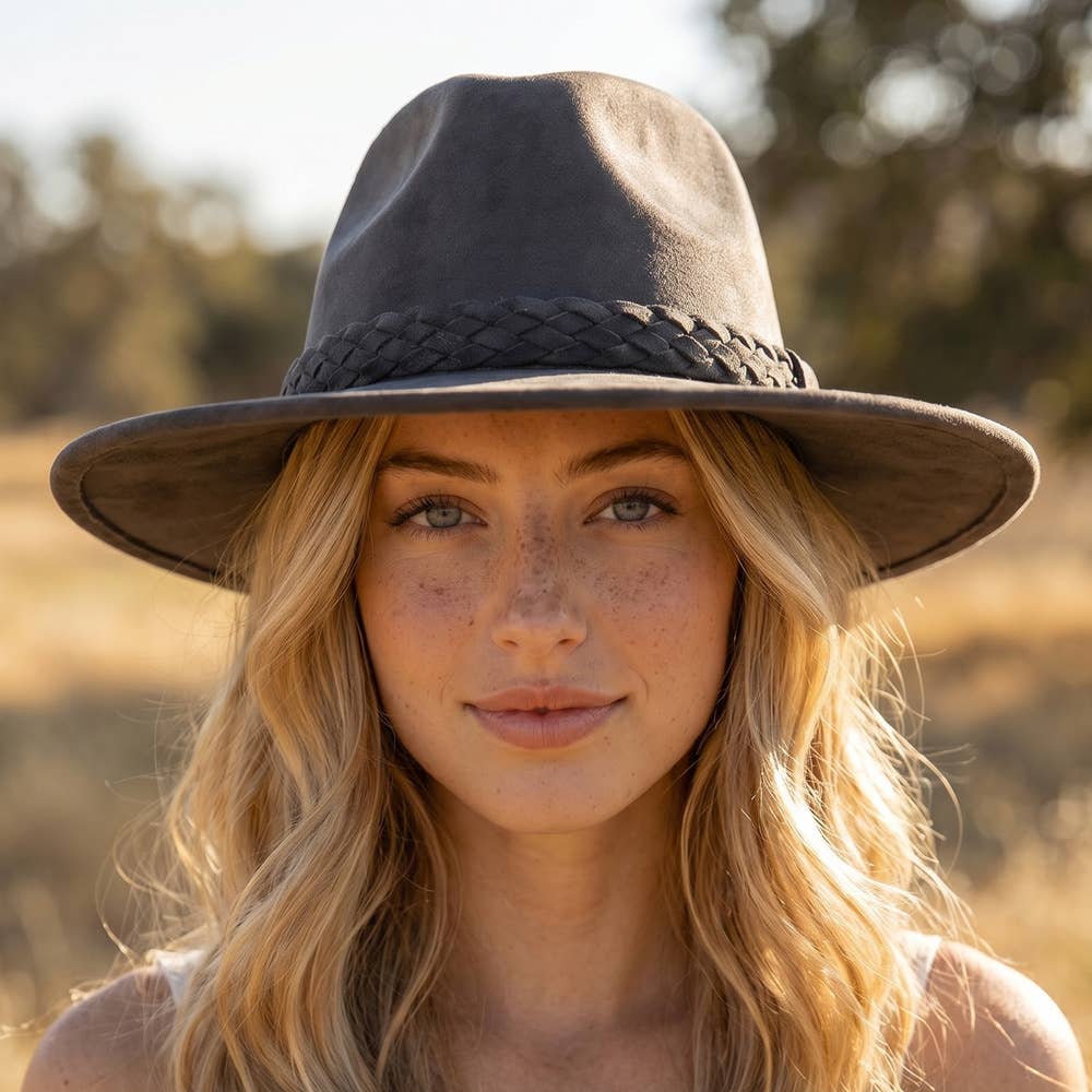 Floral Band Wide Brim Hat