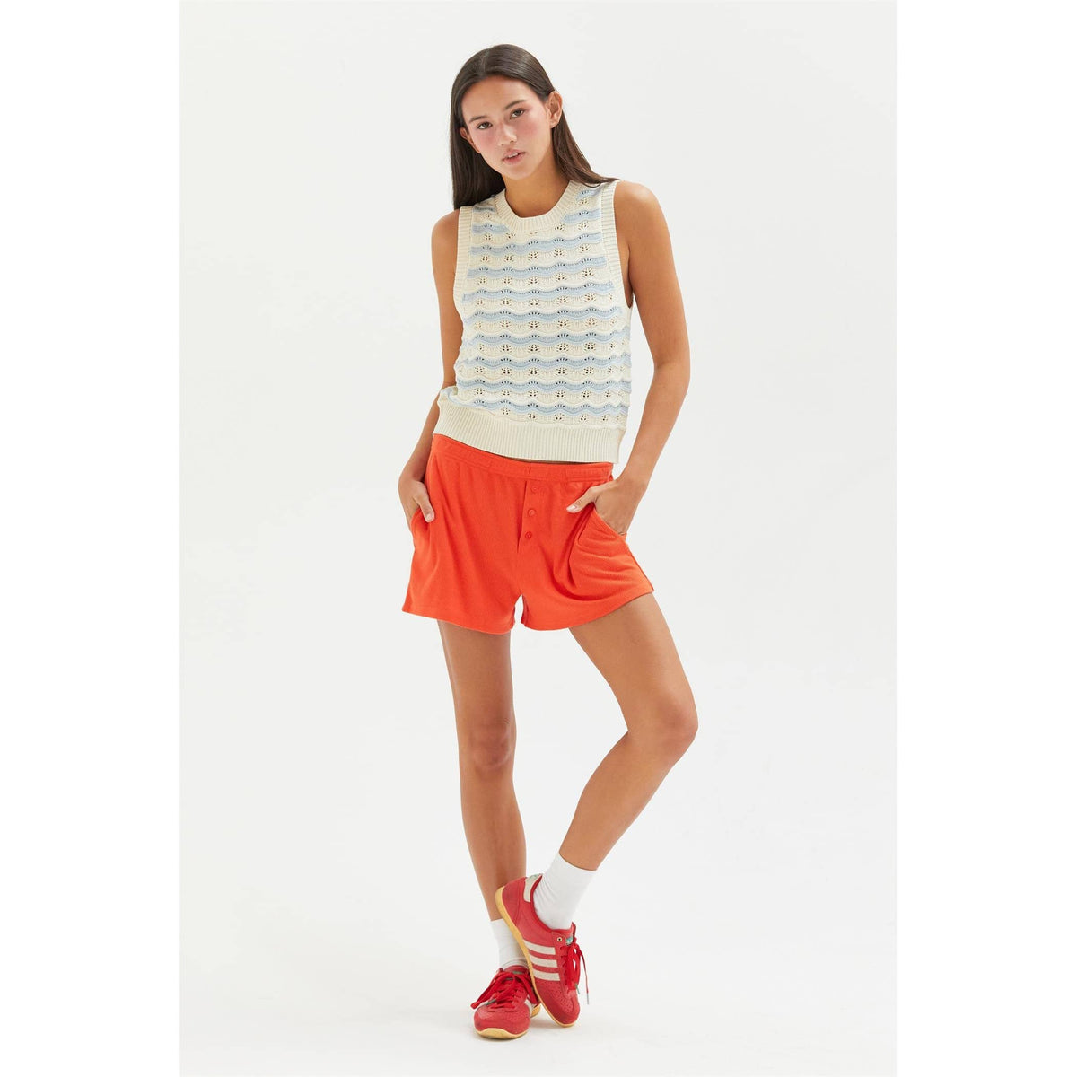 High-Waist Button Detail Shorts