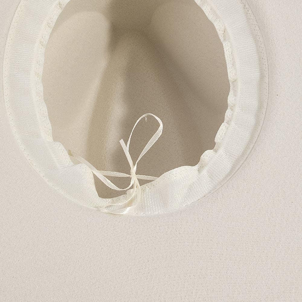 Embroidered Ribbon Wide Brim Fedora