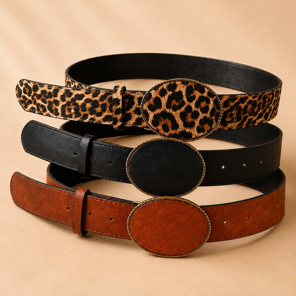 Leopard Western Buckle Belt