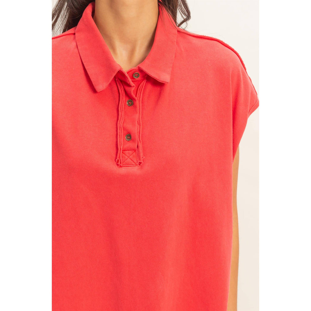Pigment-Dyed Sleeveless Polo