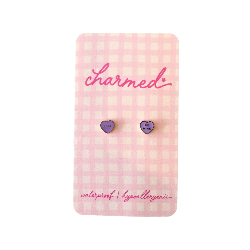 Conversation Heart Screw-Back Earrings
