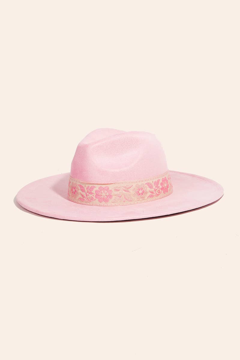 Floral Ribbon Wide Brim Hat