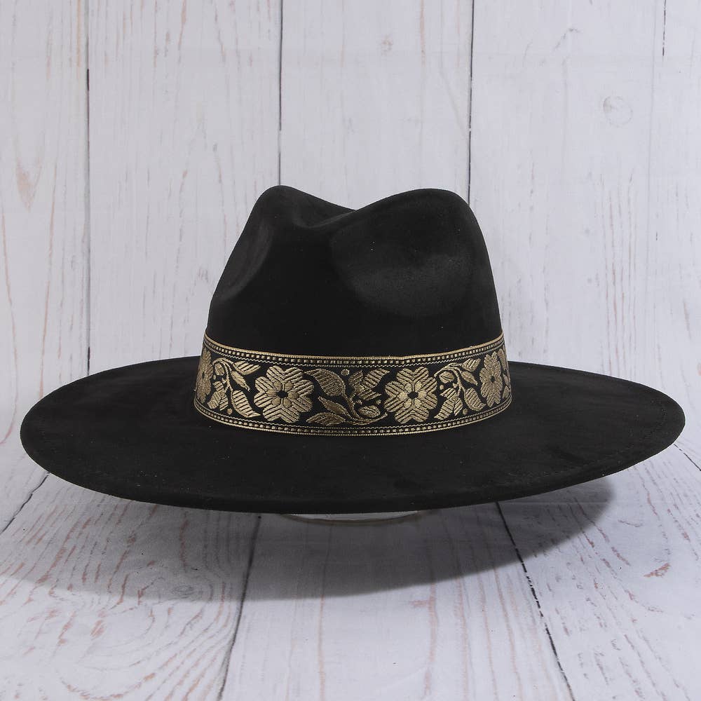 Floral Ribbon Wide Brim Hat