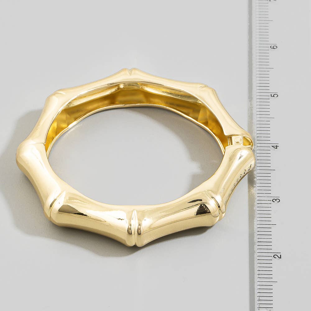 Round Bamboo Knuckle Hinged Bangle Bracelet