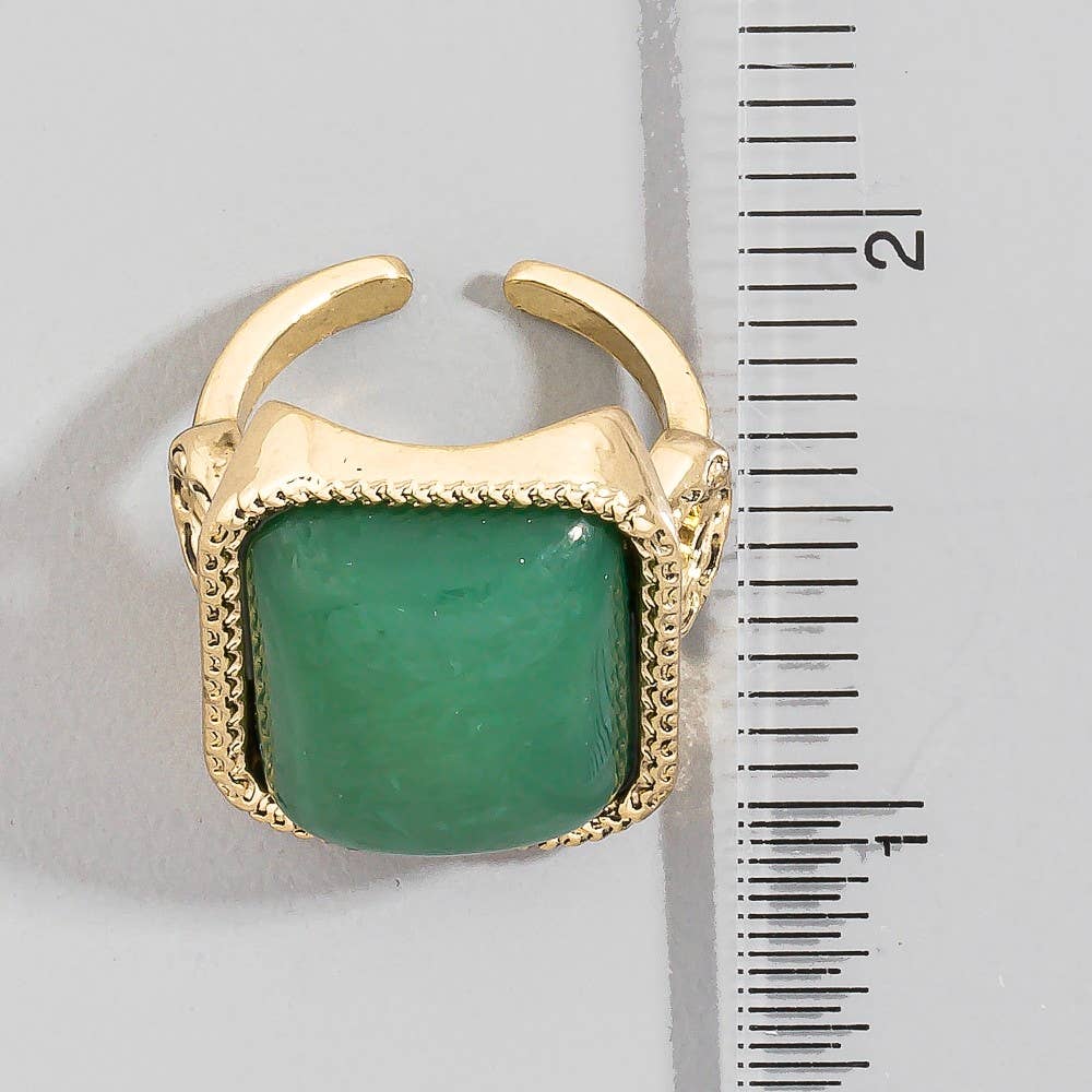 Rectangle Resin Vintage Style Open Band Ring