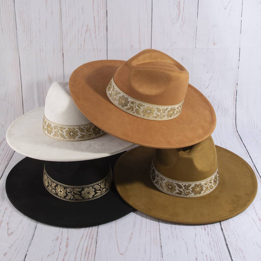 Floral Ribbon Wide Brim Hat