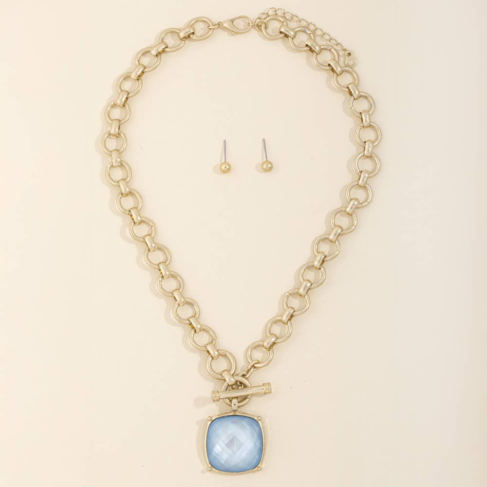 Faceted Stone Toggle Necklace