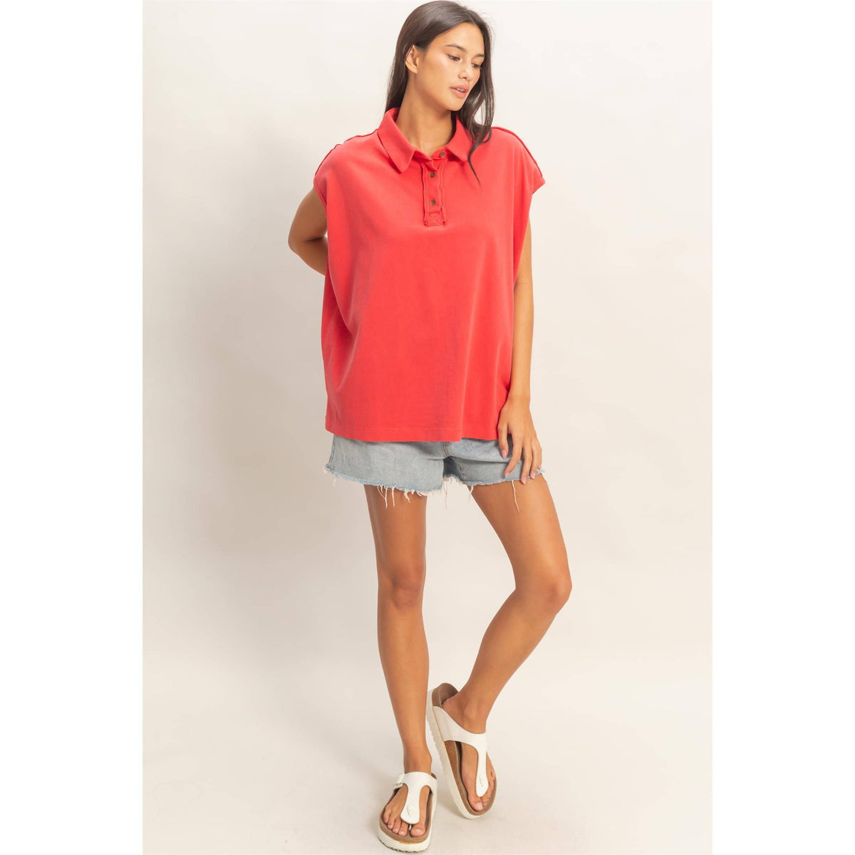 Pigment-Dyed Sleeveless Polo