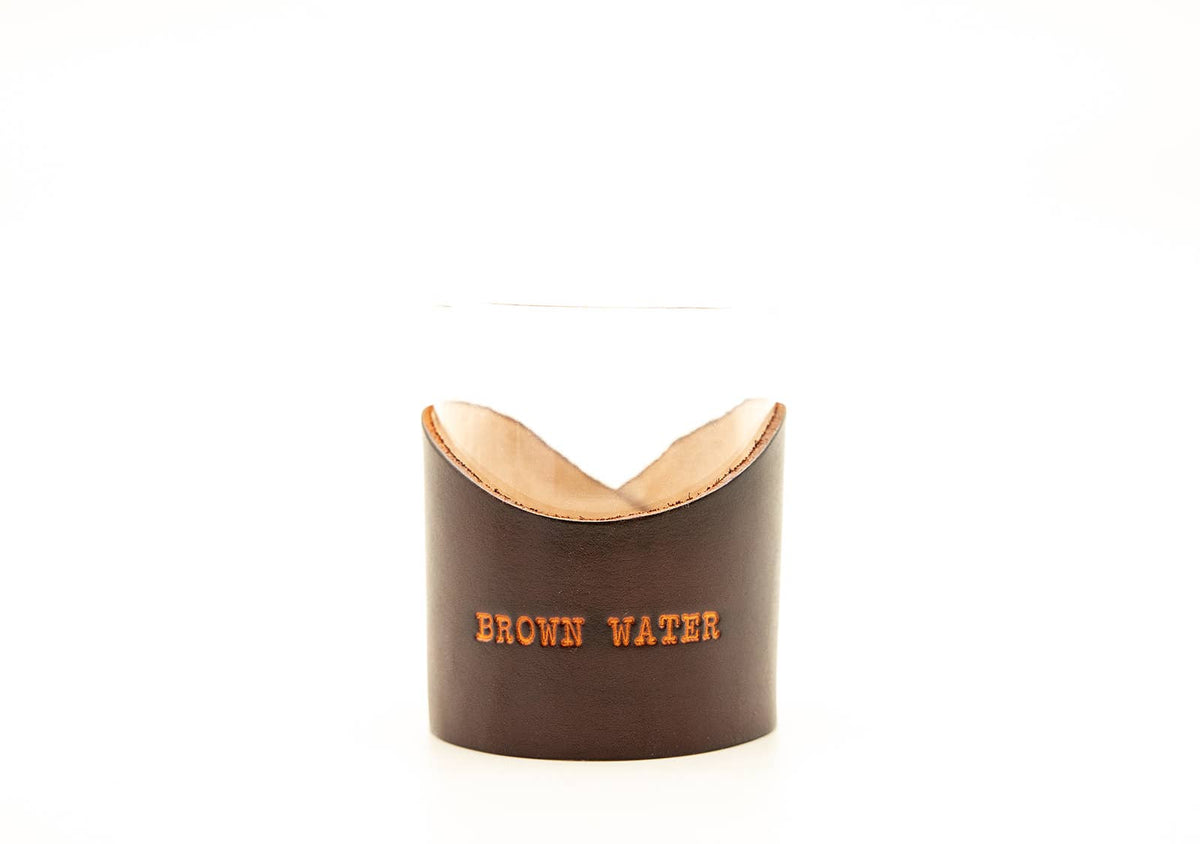 Brown Water Leather Rocks Glass