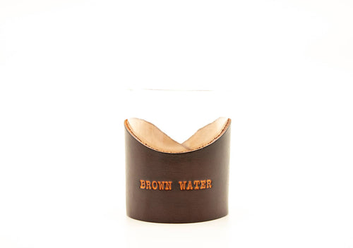 Brown Water Leather Rocks Glass