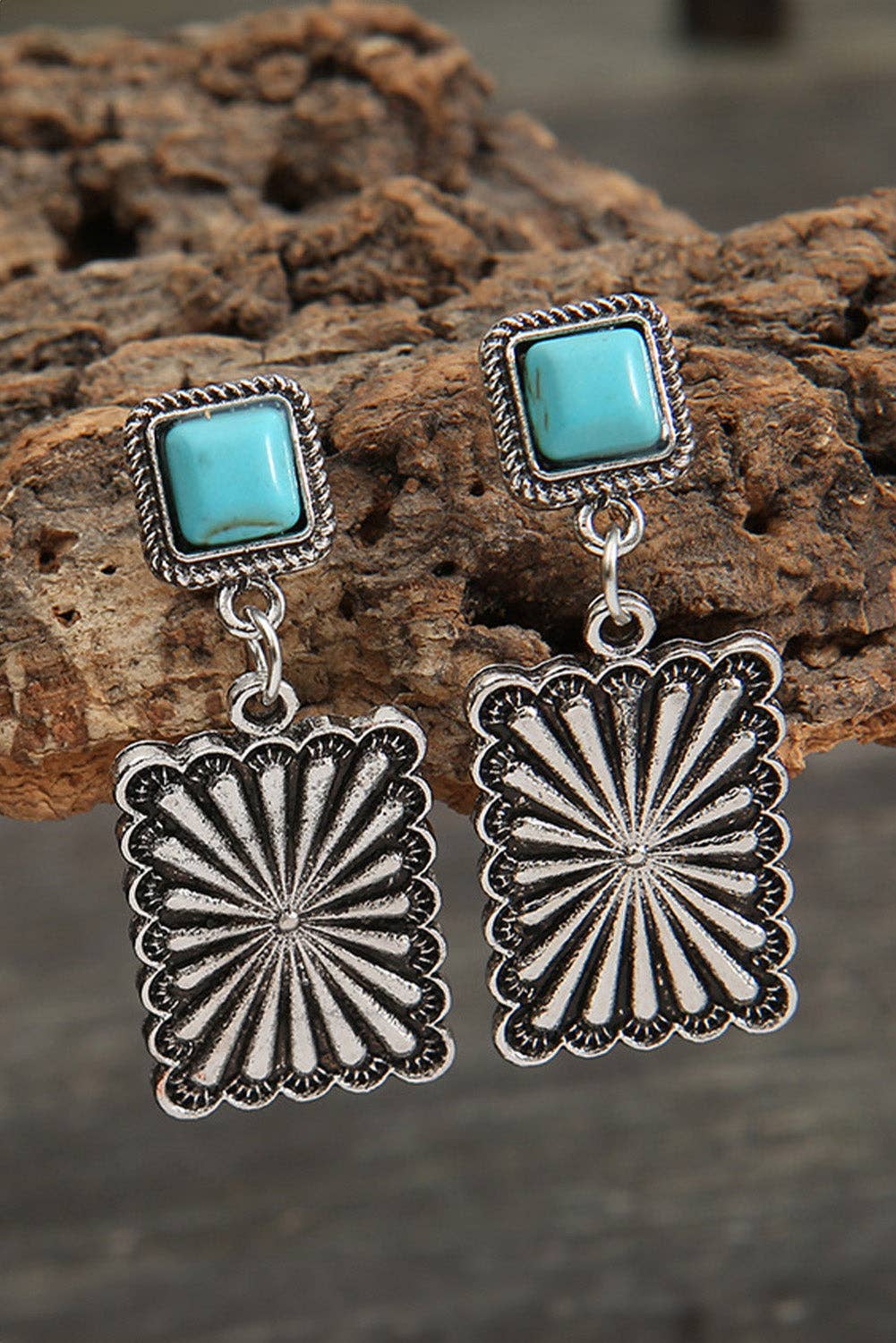 Retro Western Turquoise Stud Earrings