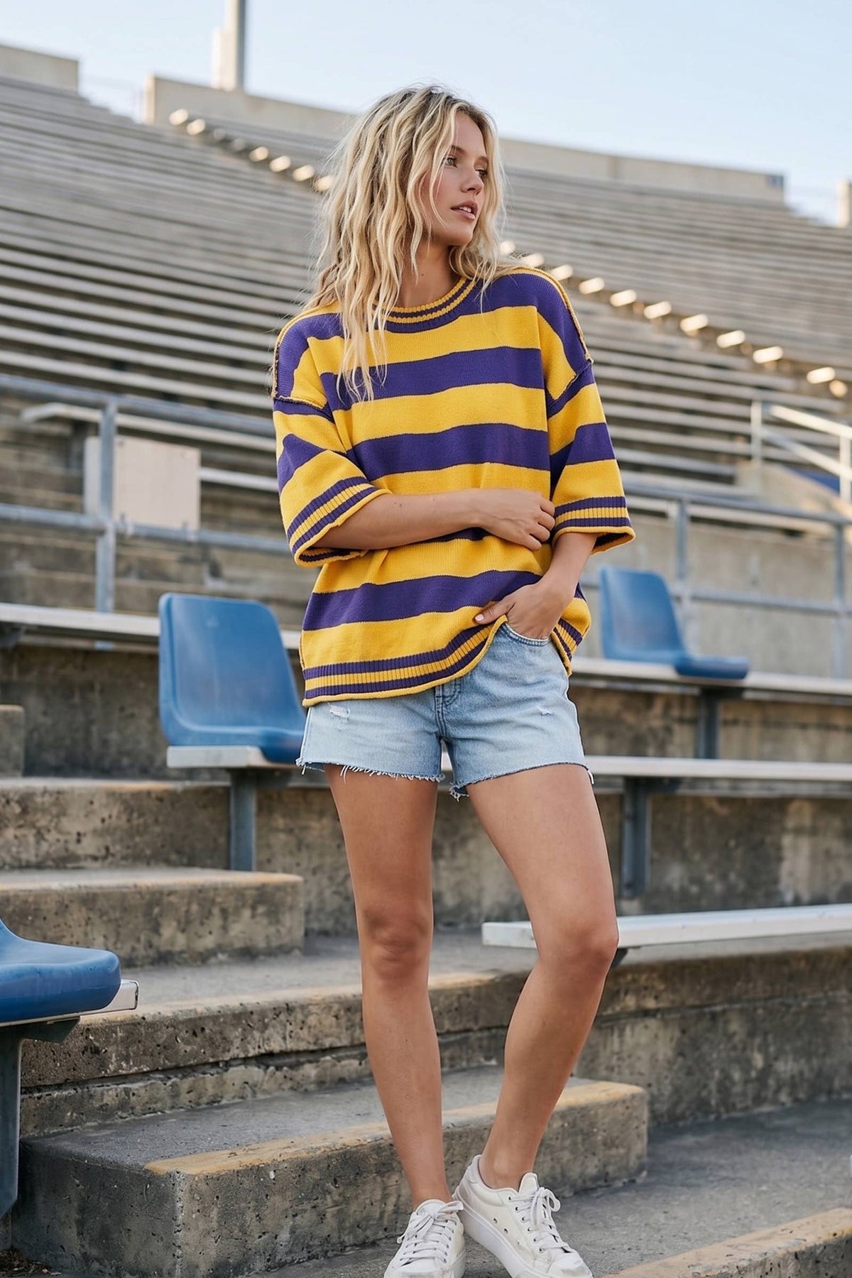 Game Day Stripe Oversized Knit Top
