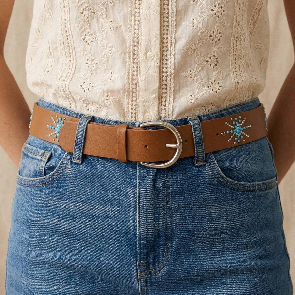 Turquoise Starburst Western Belt
