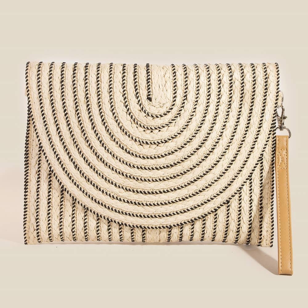 Round Flap Woven Clutch