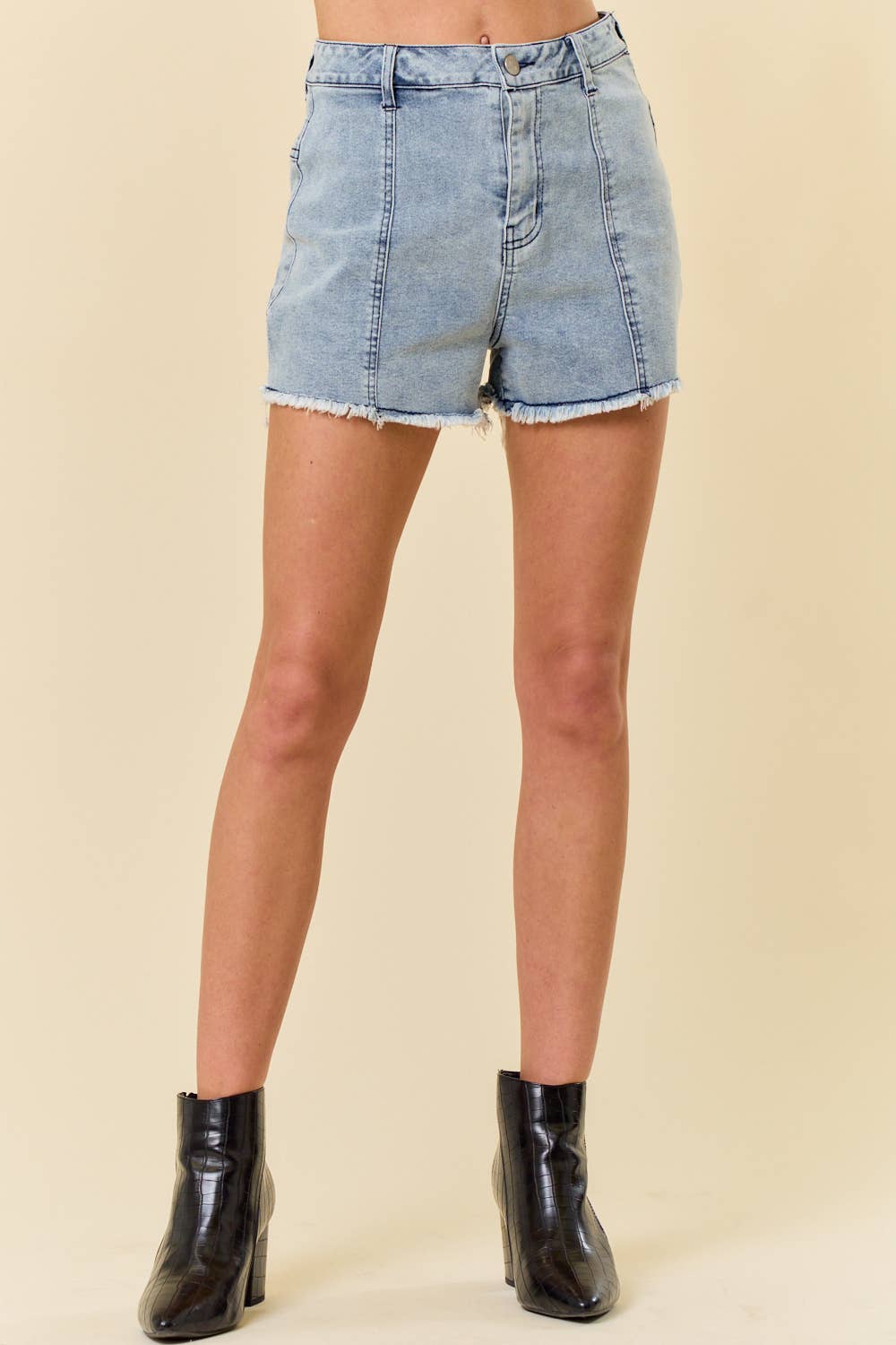 Blue Faux-Suede Star Denim Shorts