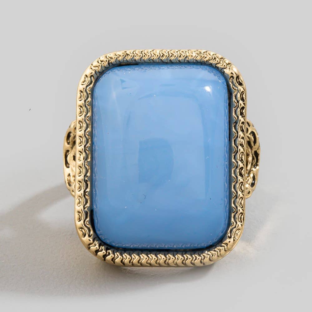 Rectangle Resin Vintage Style Open Band Ring