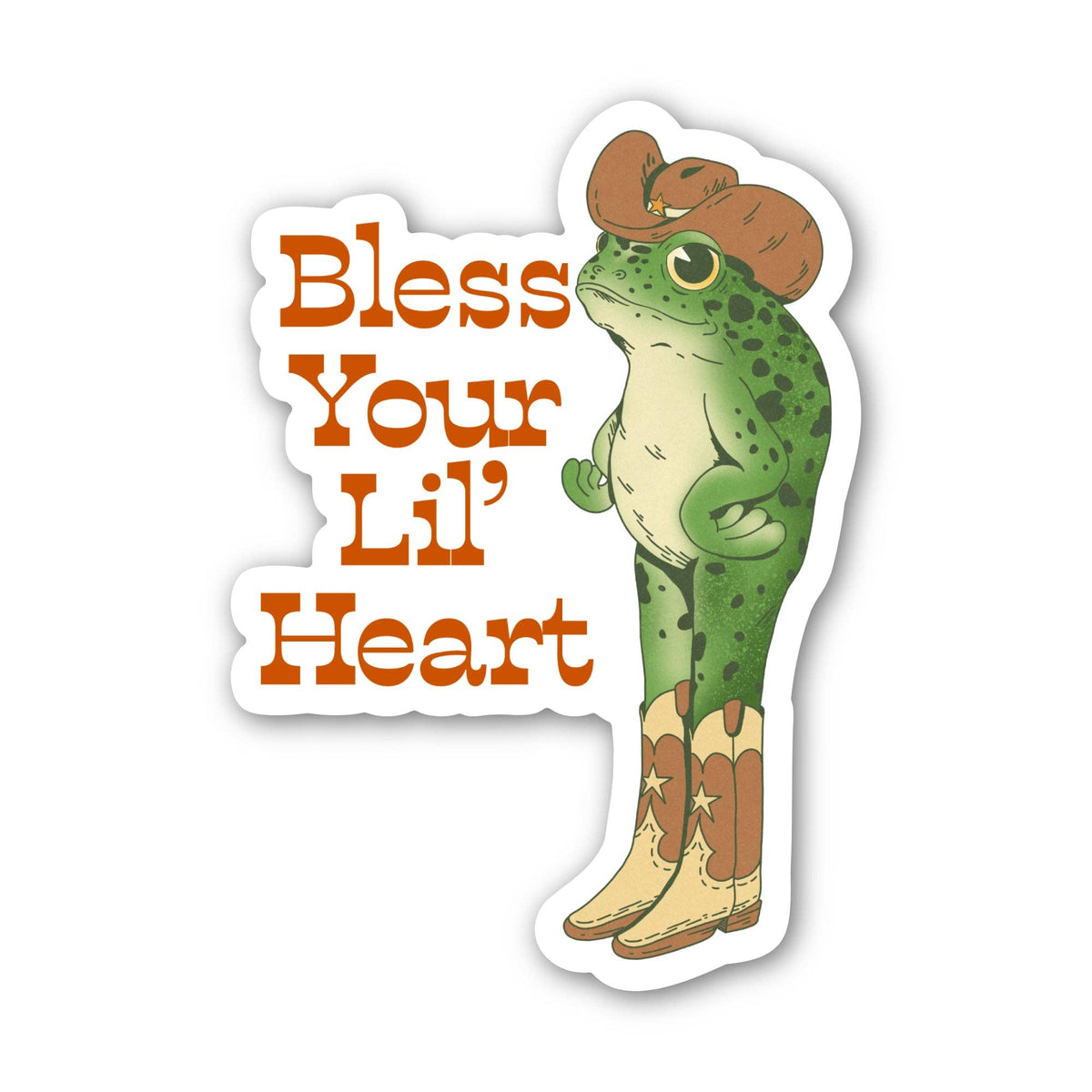 Bless Your Lil' Heart Cowboy Frog Sticker