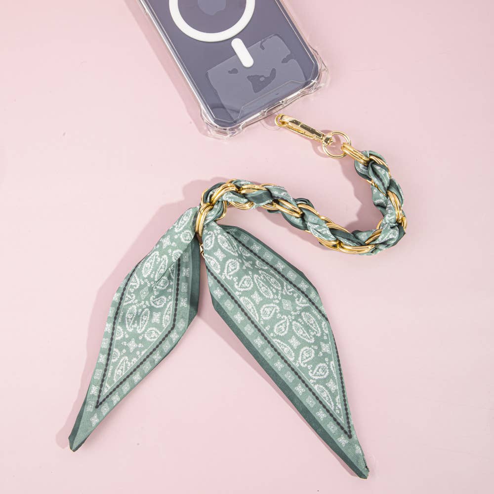 Paisley Scarf Braided Chain Phone Strap
