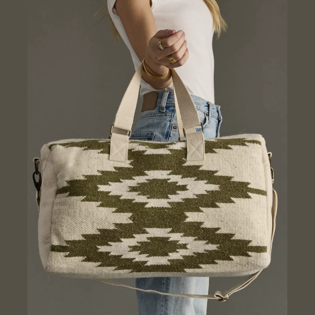 Cream + Olive Western Duffel
