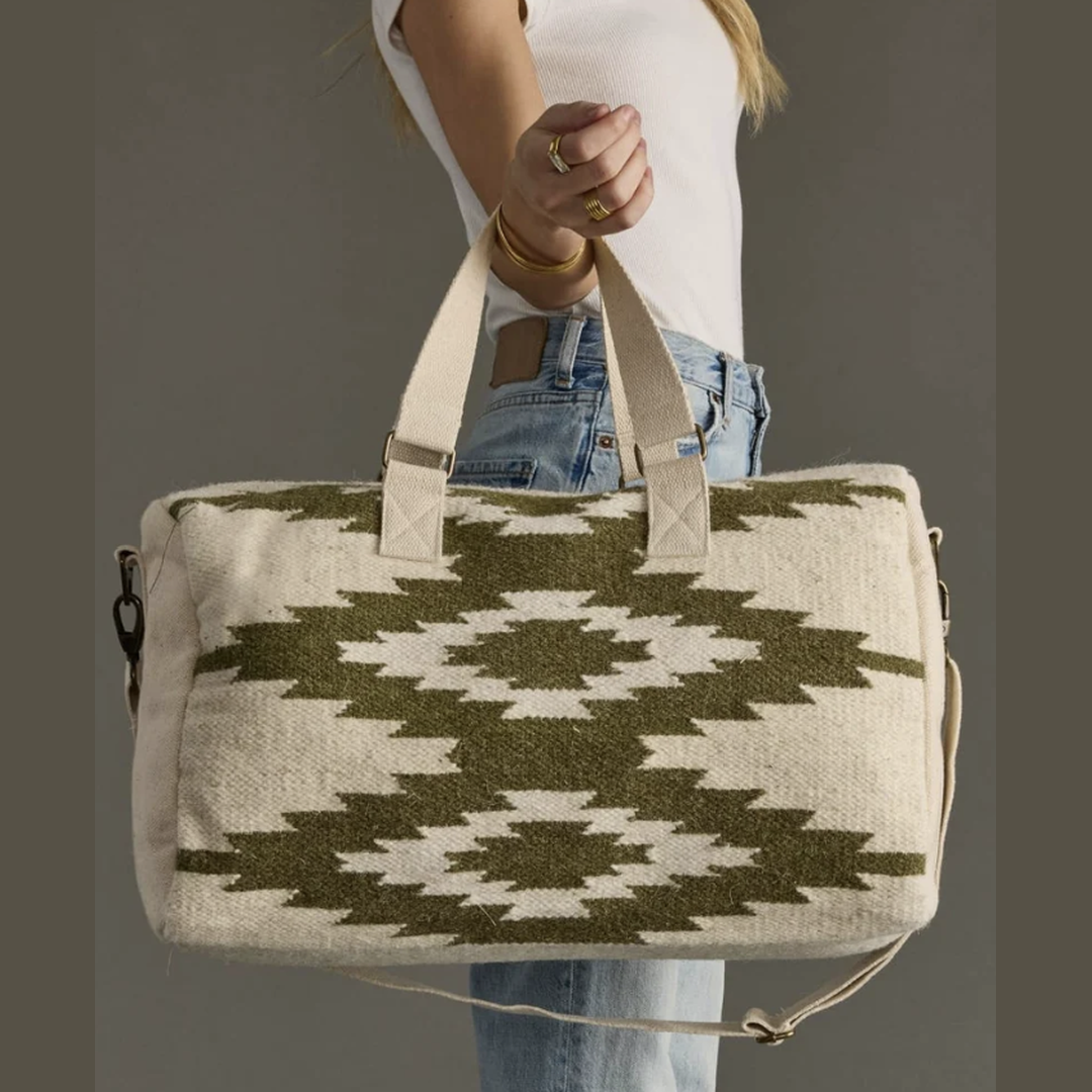 Cream + Olive Western Duffel