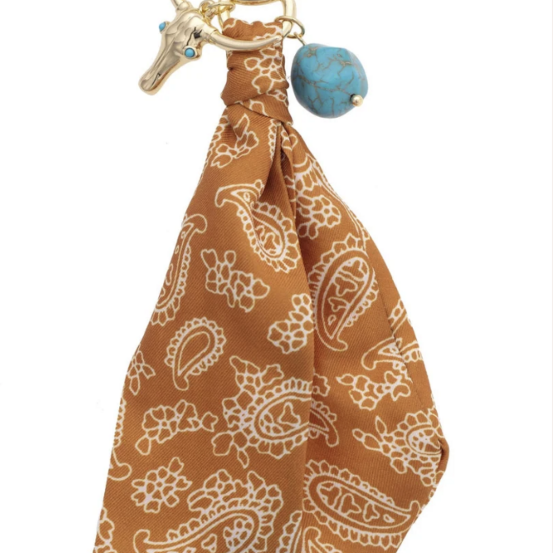 Burnt Orange Steer Skull Bag Charm
