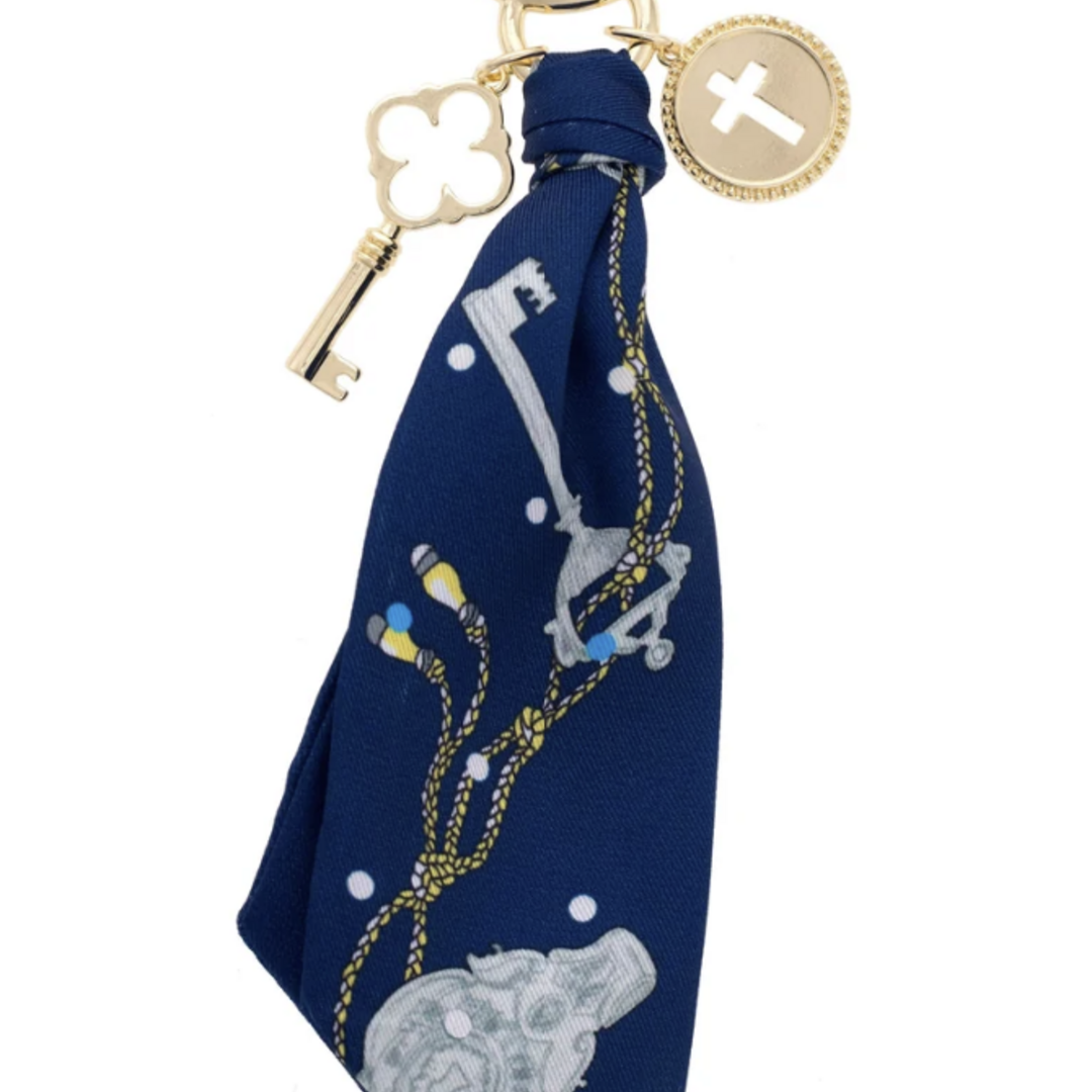 Elodie Navy Scarf Bag Charm